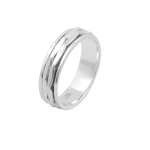 GOMTI JEWELS 925 Sterling Silver Spinner Ring – Unisex Fidget Band with Dual Spinners | Handmade Meditation Ring (8) von GOMTI JEWELS