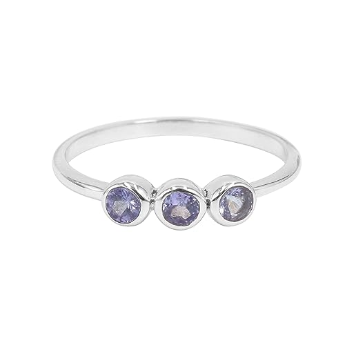 GOMTI JEWELS 925 Sterling Silver Tanzanite Ring – 3-Stone Engagement Ring for Women 9 von GOMTI JEWELS