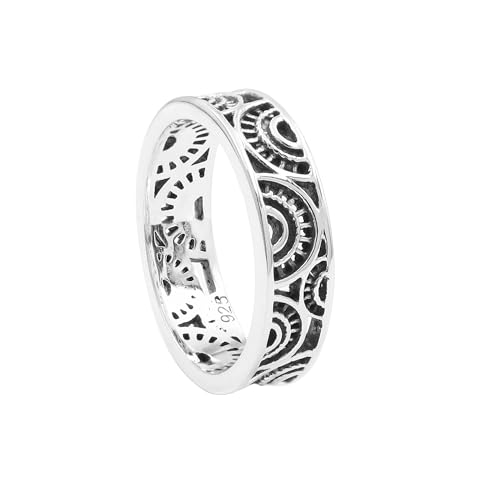 GOMTI JEWELS 925 Sterling Silver Tribal Band Ring – Handmade Vintage Style Unisex Jewelry US 9 von GOMTI JEWELS
