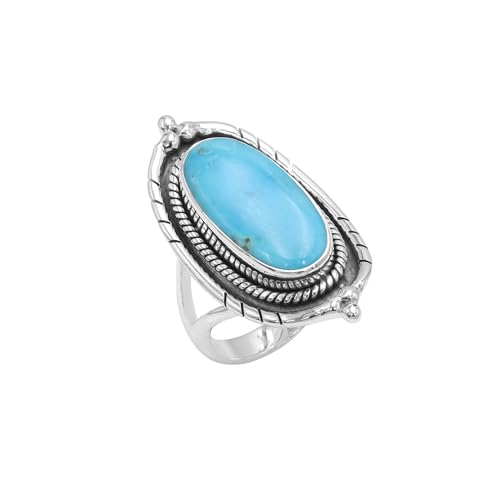 GOMTI JEWELS Arizona Turquoise Statement Ring – Handcrafted Oval Gemstone Ring in 925 Sterling Silver, Bold Jewelry Gift for Women (8) von GOMTI JEWELS