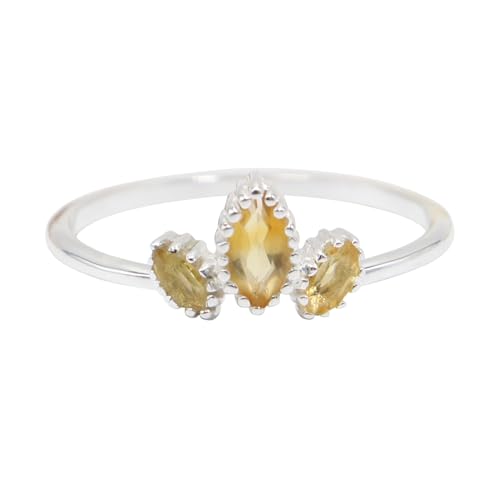 GOMTI JEWELS Citrine Ring – 925 Sterling Silver Three-Stone Design – Elegant Women’s Statement Jewelry (6) von GOMTI JEWELS