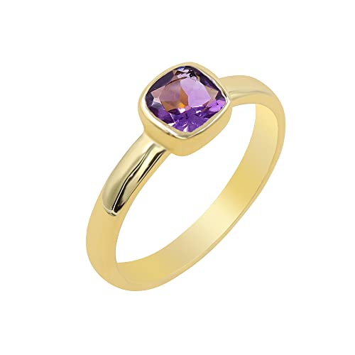 GOMTI JEWELS Cushion-Cut Amethyst Ring – 18K Gold Plated 925 Sterling Silver Ring for Women (8) von GOMTI JEWELS