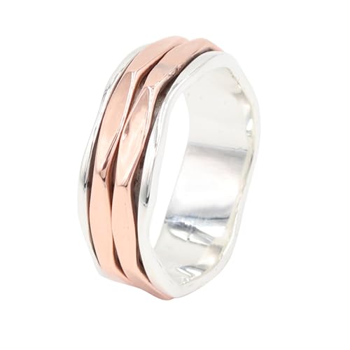 GOMTI JEWELS Fidget Spinner Ring for Women – 925 Sterling Silver & Copper Thumb Band Ring (7) von GOMTI JEWELS