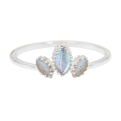 GOMTI JEWELS Labradorite Ring – 925 Sterling Silver Three-Stone Design – Elegant Women’s Statement Jewelry (6) von GOMTI JEWELS