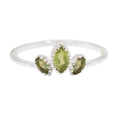 GOMTI JEWELS Peridot Ring – 925 Sterling Silver Three-Stone Design – Elegant Women’s Statement Jewelry (6.5) von GOMTI JEWELS