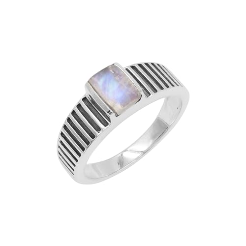 GOMTI JEWELS Rainbow Moonstone Ring – Handmade 925 Sterling Silver, Unique Glowing Gemstone JewelryUS 6.5 von GOMTI JEWELS