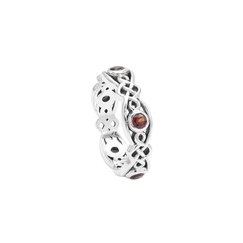 GOMTI JEWELS Red Garnet Celtic Knot Ring for Women – 925 Sterling Silver Wedding Band or Gift Ring US 11.5 von GOMTI JEWELS