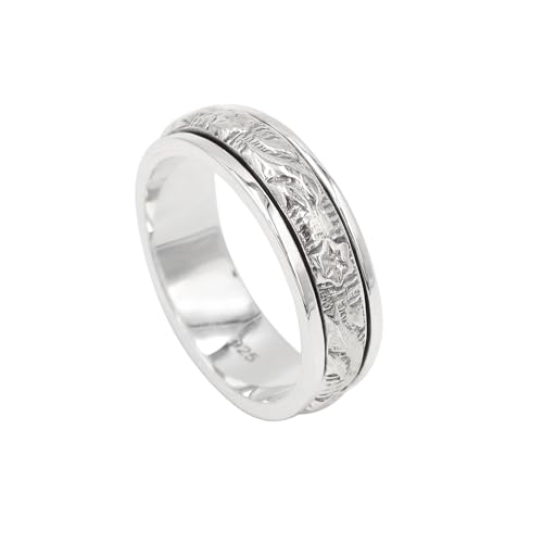 GOMTI JEWELS Spinner Ring for Women – 925 Sterling Silver Floral Engraved Fidget Ring, Elegant Gift for Her (7.5) von GOMTI JEWELS