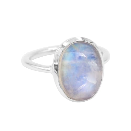 Moonstone Ring | 925 Sterling Silver Solitaire Ring | Gemstone Statement Ring For Women Size 7.5 von GOMTI JEWELS