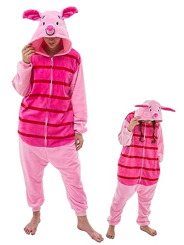 GONAAP Unisex Erwachsene Einteiler Pyjama Plüsch Einteiler Cosplay Tier Kostüm, ferkel, M von GONAAP