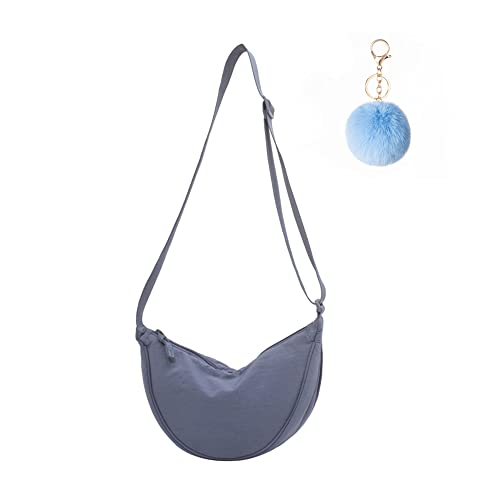 Crossbody Bag Damen Halbmond Crossbody Schultertasche, Hobo UmhäNgetasche Damen Handtasche, Einfarbige Canvas Tasche Kleine Segeltuchtasche Y2k Fashion Handtaschen FüR Frauen (Seeblau) von GONGKANGYUAN