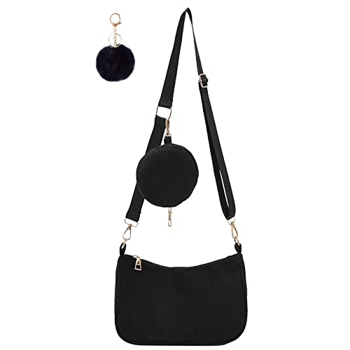 Retro Umhängetasche Tasche,90er Jahre Umhängetasche Damen,Tasche Damen Tasche Kleine Segeltuchtasche y2k Fashion Kleine Handtaschen für Frauen (Schwarz) von GONGKANGYUAN