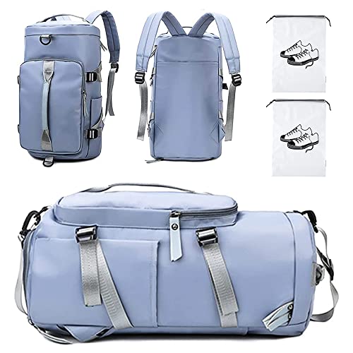 Sporttasche Groß Herren mit Schuhfach und Nassfach, 28L Wasserdicht Sporttasche Rucksack für Damen, Weekender Tasche Trainingstasche Reisetasche für Sport Gym Reise Yoga Sauna Shopping (hellblau) von GONGKANGYUAN