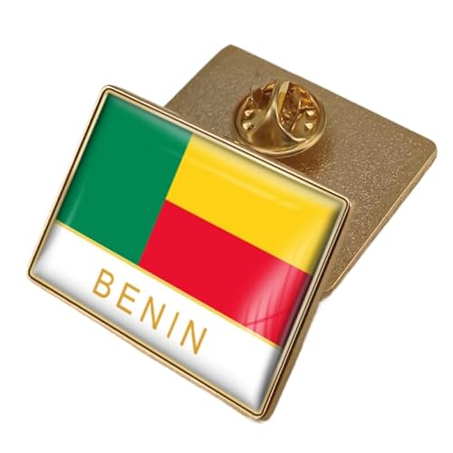 Anstecknadel Mit Benin-Flagge – Kreativer Anstecknadel-Krawattenknopf Im Ethnischen Stil Mit Flaggen-Wortdruck, Brosche, Patriotische Rechteckige Anstecknadel Für Männer Und Frauen von GONMFKM