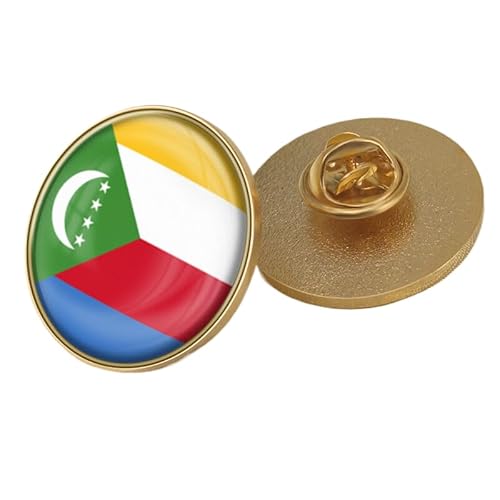 Anstecknadel Mit Der Flagge Der Komoren Geometrische Quadratische Anstecker Kunst Originelle Brosche Karten-Anstecknadel Kreativer Schmuck Für Frauen Und Männer Party Reisen Geschenk Zubehör Rund von GONMFKM