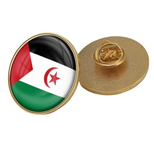 Anstecknadel Mit Der Flagge Der Westsahara Geometrische Quadratische Anstecker Kunst Originelle Brosche Karten-Anstecknadel Kreativer Schmuck Für Frauen Und Männer Party Reisen Geschenkzubehör Rund von GONMFKM