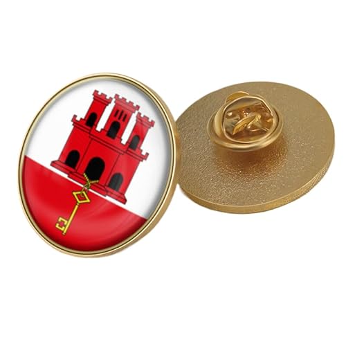 Anstecknadel Mit Der Flagge Von Gibraltar Geometrische Quadratische Anstecker Kunst Originelle Brosche Karten-Anstecknadel Kreativer Schmuck Für Frauen Und Männer Party Reisen Geschenk Zubehör Rund von GONMFKM