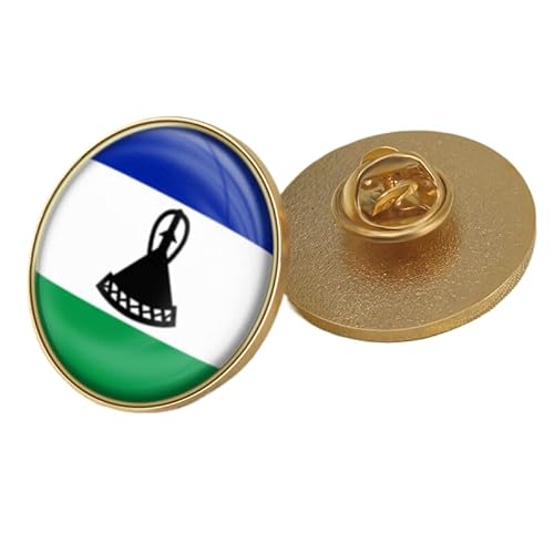 Anstecknadel Mit Der Flagge Von Lesotho – Kreativer Anstecknadel-Krawattenknopf Im Ethnischen Stil Mit Flaggen-Wortdruck, Brosche, Patriotische Rechteckige Anstecknadel Für Männer Und Frauen, Rund von GONMFKM