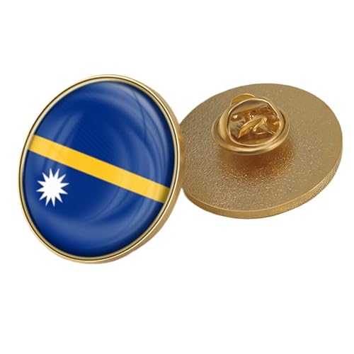 Anstecknadel Mit Nauru-Flagge – Kreativer Anstecknadel-Krawattenknopf Im Ethnischen Stil Mit Flaggen-Wortdruck, Brosche, Patriotische Rechteckige Anstecknadel Für Männer Und Frauen, Rund von GONMFKM