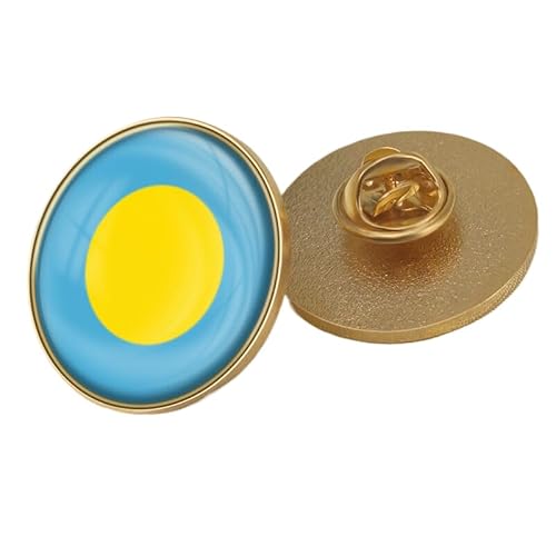 Anstecknadel Mit Palau-Flagge – Kreativer Anstecknadel-Krawattenknopf Im Ethnischen Stil Mit Flaggen-Wortdruck, Brosche, Patriotische Rechteckige Anstecknadel Für Männer Und Frauen, Rund von GONMFKM