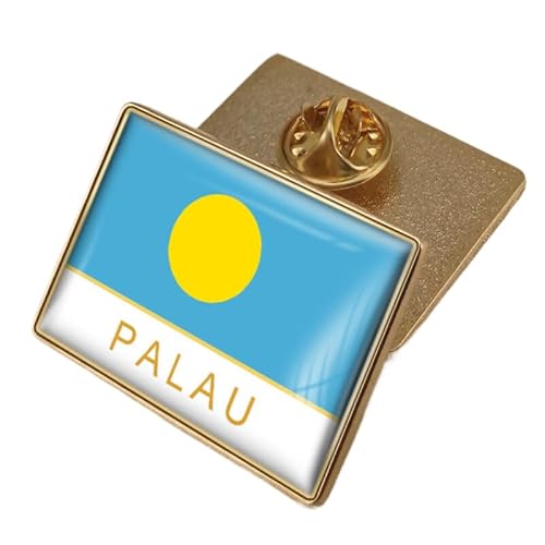 Anstecknadel Mit Palau-Flagge – Kreativer Anstecknadel-Krawattenknopf Im Ethnischen Stil Mit Flaggen-Wortdruck, Brosche, Patriotische Rechteckige Anstecknadel Für Männer Und Frauen von GONMFKM
