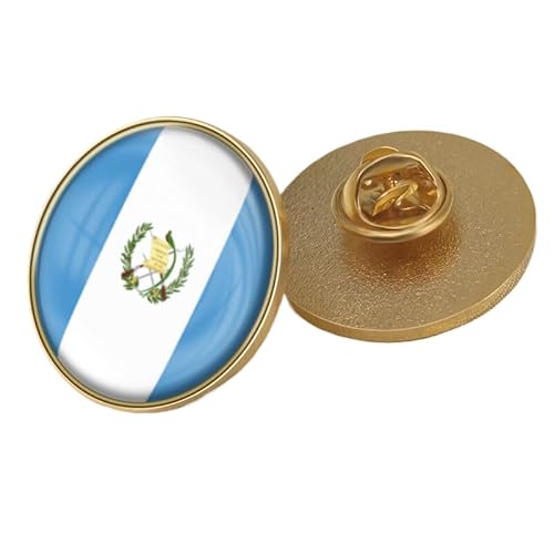 Anstecknadel Mit Patriotischer Flagge Guatemalas Neuartige Mit Flagge Bedruckte Kristallbrosche Mit Patriotischer Reversnadel Retro-Flagge Kreativität Geometrisches Geschenk Krawattennadel Rund von GONMFKM