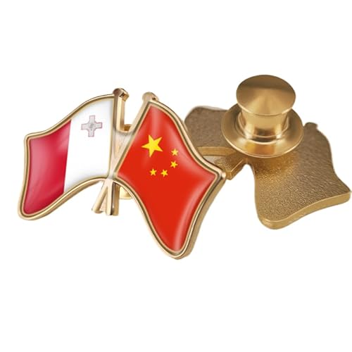 Anstecknadel Mit Patriotischer Flagge Von China Und Malta Kreuz Kristallbrosche Mit Patriotischer Flagge Kreative Flagge Geometrisches Geschenk Krawattennadel Anstecknadel Accessoire Knopf B von GONMFKM