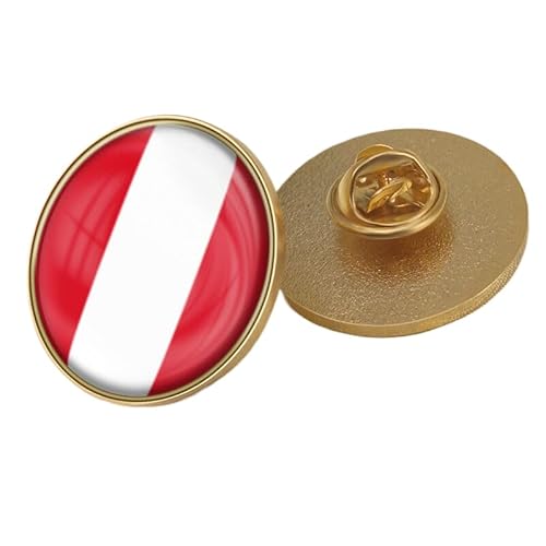 Anstecknadel Mit Patriotischer Flagge Von Peru Neuartige Mit Flagge Bedruckte Kristallbrosche Mit Patriotischer Reversnadel Retro-Flagge Kreativität Geometrisches Geschenk Krawattennadel Rund von GONMFKM