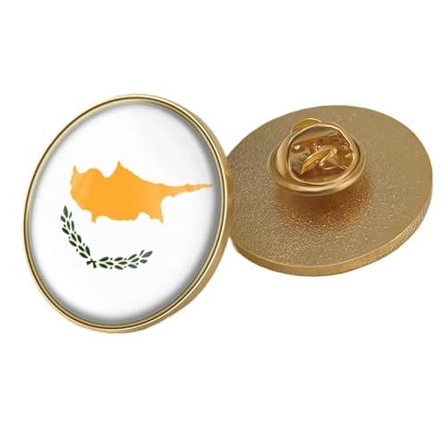 Anstecknadel Mit Patriotischer Flagge Zyperns Neuartige Mit Flagge Bedruckte Kristallbrosche Mit Patriotischer Reversnadel Retro-Flagge Kreativität Geometrisches Geschenk Krawattennadel Rund von GONMFKM