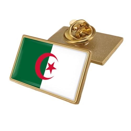 Brosche Mit Algerischer Flagge Einfacher Retro-Anstecker Mit Geometrischem Flaggendruck Für Patriotische Männer Und Frauen Persönlichkeits-Anstecker Kragennadel Für Jacken Hemden Rucksäcke Rechteckig von GONMFKM