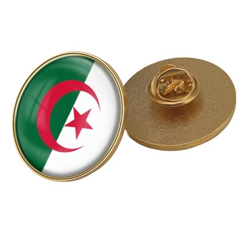 Brosche Mit Algerischer Flagge Einfacher Retro-Flaggendruck Mit Geometrischem Aufdruck Für Patriotische Männer Und Frauen Persönlichkeitsabzeichen Knopf Kragennadel Für Jacken Hemden Rucksäcke Rund von GONMFKM