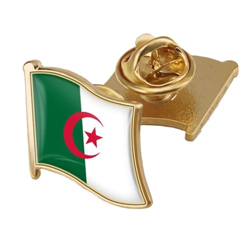 Brosche Mit Algerischer Flagge Einfacher Retro-Flaggendruck Mit Geometrischem Aufdruck Für Patriotische Männer Und Frauen Persönlichkeitsabzeichen Knopf Kragennadel Für Jacken Hemden Rucksäcke Flagge von GONMFKM