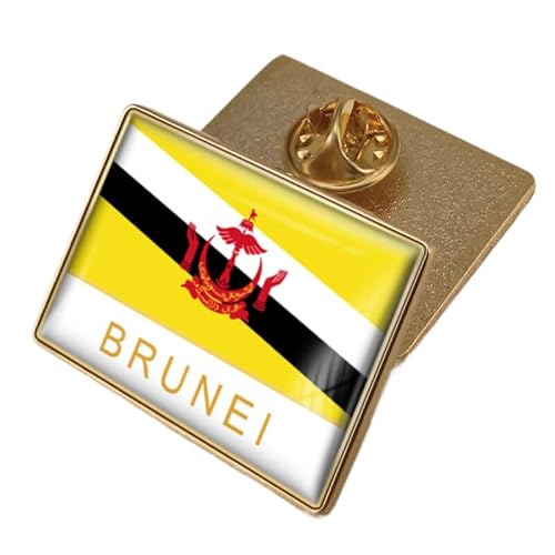 Brosche Mit Der Flagge Von Brunei Darussalam – Einfache Anstecknadel Mit Retro-Geometrie Und Flaggendruck Für Patriotische Männer Und Frauen, Persönlichkeitsabzeichen, Knopf, Kragennadel, Charakter von GONMFKM