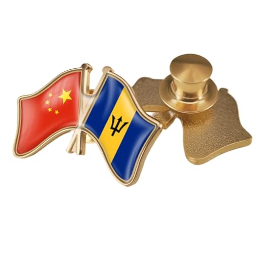 Brosche Mit Kreuzabzeichen Von China Und Barbados – Einfache Anstecknadel Mit Kristallflaggen-Aufdruck, Patriotische Magnetische Flaggenbrosche Für Unisex-Knopf A von GONMFKM