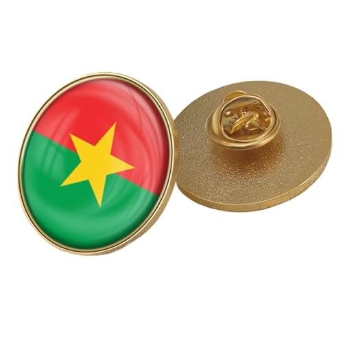 Brosche Mit Patriotischer Flagge Von Burkina Faso Brosche Mit Quadratischem Flaggendruck Ethno-Stil Rucksack Hüte Accessoires Abzeichen Harte Broschen Anstecknadeln Für Männer Frauen Rund von GONMFKM
