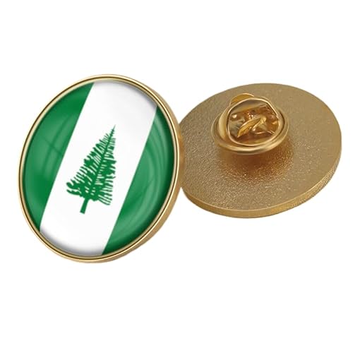 Brosche Mit Patriotischer Flagge Von Norfolk Island Brosche Vintage-Stil Mit Quadratischem Text Flaggendruck Rucksäcke Hüte Accessoires Abzeichen Harte Broschen Anstecknadeln Für Männer Frauen Rund von GONMFKM