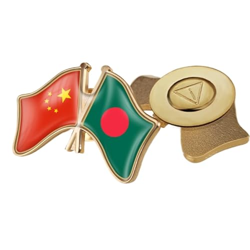 Brosche Mit Sich Kreuzender Flagge Von China Und Bangladesch Anstecknadel Mit Geometrischer Flagge Im Nationalstil Originelle Brosche Mit Nationalemblem Abzeichen Zubehör Für Männer Und Frauen A von GONMFKM