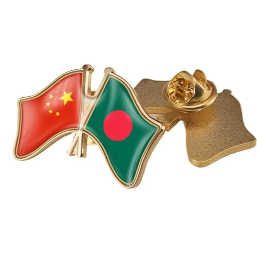 Brosche Mit Sich Kreuzender Flagge Von China Und Bangladesch Anstecknadel Mit Geometrischer Flagge Im Nationalstil Originelle Brosche Mit Nationalemblem Abzeichen Zubehör Für Männer Und Frauen A von GONMFKM
