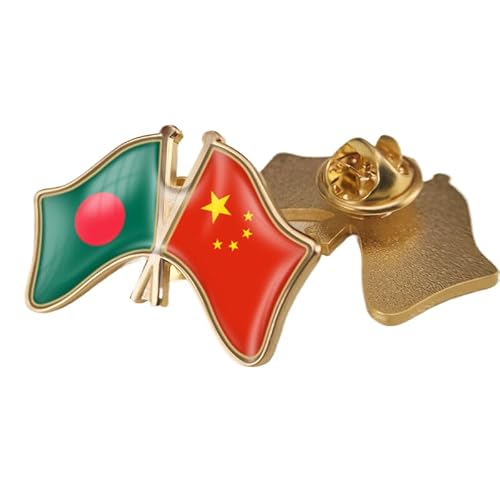 Brosche Mit Sich Kreuzender Flagge Von China Und Bangladesch Anstecknadel Mit Geometrischer Flagge Im Nationalstil Originelle Brosche Mit Nationalemblem Abzeichen Zubehör Für Männer Und Frauen B von GONMFKM
