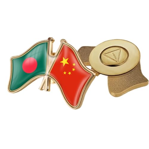 Brosche Mit Sich Kreuzender Flagge Von China Und Bangladesch Anstecknadel Mit Geometrischer Flagge Im Nationalstil Originelle Brosche Mit Nationalemblem Abzeichen Zubehör Für Männer Und Frauen B von GONMFKM