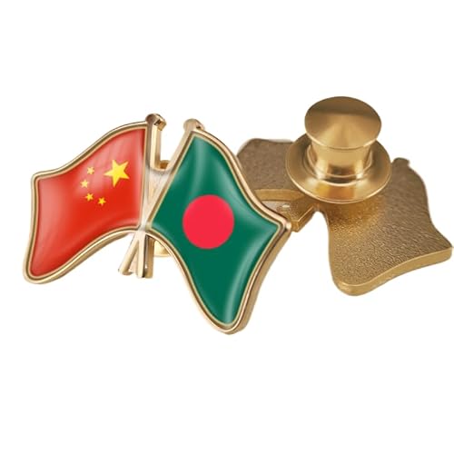 Brosche Mit Sich Kreuzender Flagge Von China Und Bangladesch Anstecknadel Mit Geometrischer Flagge Nationalstil Originelle Brosche Mit Nationalemblem Abzeichen Zubehör Für Männer Und Frauen Knopf A von GONMFKM