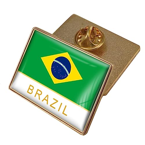 Flaggen Brosche, Brasilien Flagge, Kristall Epoxidharz Abzeichen Brosche, Weltflaggen Abzeichen, Damen Und Herren, Modische Broschen Für Kleidung, Schals, Schals, Hüte, Taschen, Jacken, Bast von GONMFKM