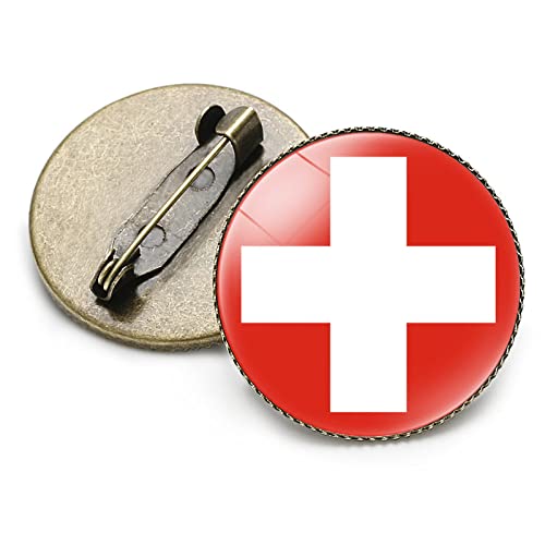 Flaggenbrosche, Schweiz Kartenbrosche, Persönlichkeit, Rund, Flaggenkarte, Brosche, Anstecknadel, Hemd, Tasche, Kleidung, Rucksack, Abzeichen, Schmuck, Geschenk, Damen, Herren, Brosche, Abze von GONMFKM