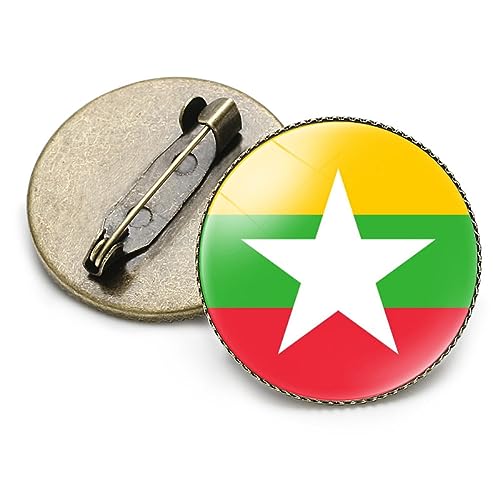 Flaggenbrosche Myanmar Flagge Brosche Für Damen Und Herren, Runde Abzeichen Brosche, Weltflaggen Abzeichen, Land Neuheit, Schmuck Brosche Für Patriot Kleidung, Tasche, Zubehör, Wie Abgebilde von GONMFKM