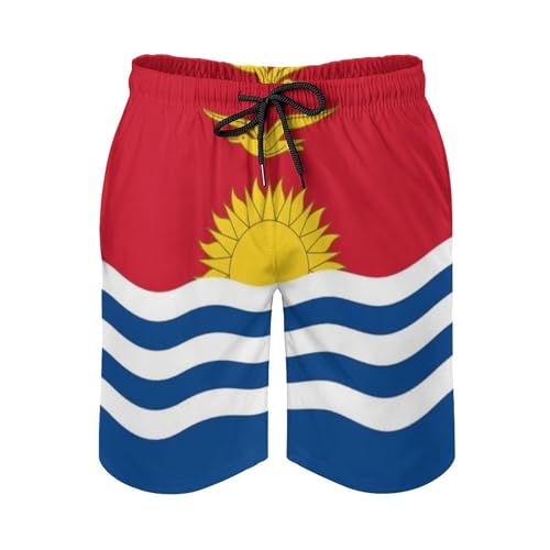 GONMFKM Herren-Badeshorts Mit Kiribati-Flaggenmuster Schnelltrocknende Badehose Lässige Lounge-Shorts Mit Netzfutter Und Taschen Kiribati XXL von GONMFKM