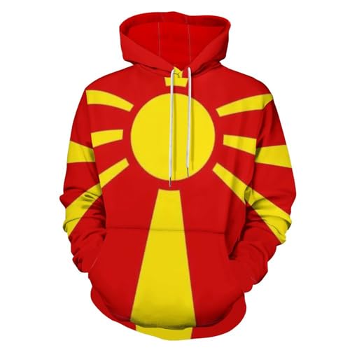 GONMFKM Hoodie Herren Damen Sweatshirt, Macedonia-Flag Streetwear Casual Hoody Kapuzenpullover Mit Tasche 3D Allover Bedrucktes Unisex Paar Langarm Pullover Sweatshirt von GONMFKM