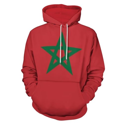 GONMFKM Hoodie Herren Damen Sweatshirt, Morocco-Flag Streetwear Casual Hoody Kapuzenpullover Mit Tasche 3D Allover Bedrucktes Unisex Paar Langarm Pullover Sweatshirt von GONMFKM
