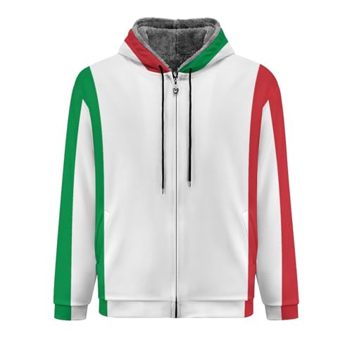 GONMFKM Kapuzenpullover Herren, Hoodie Herren Dicker Jacke Sweatjacke, Italien Flagge Muster Fleece Kapuzenjacke, Classic Casual Kapuzenpulli Sweatshirt Mit Reißverschluss Xl von GONMFKM