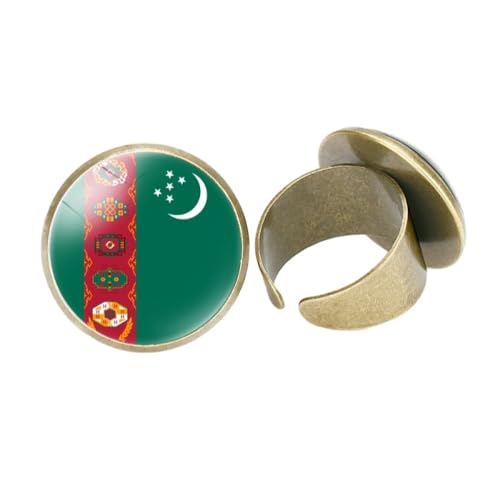 GONMFKM Mode-Fingerringe Mit Nationalflagge Von Turkmenistan – Kreative Öffnung, Verstellbar, Asien-Flagge, Stapelbarer Ring, Für Damen Und Herren, Unisex, Schmuck, Valentinstag, Knöchelring, Gesche von GONMFKM