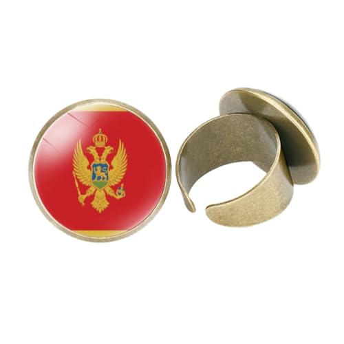 GONMFKM Mode-Ringe Mit Montenegro-Flagge – Glas-Cabochon, Verstellbare Öffnung, Einfacher Statement-Fingerring, Vintage-Schmuck, Accessoires, Geschenke Für Damen, Mädchen, Herren, Gelb, 20 Mm von GONMFKM